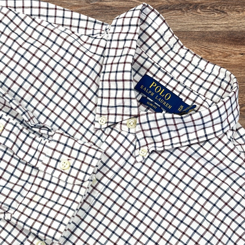 Polo Ralph Lauren Long Sleeve Button Down Shirt Mens XL Slim Checked Flesh Pony